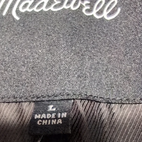 Madewell Womens Hollis Double Breasted Black White Peacoat Windowpane Check Sz L - Picture 3 of 7